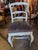 Textile Vintage Sky Blue French Provincial Ladderback Side Chair – Carved Crest & Cabriole Legs For Sale - Image 7 of 8