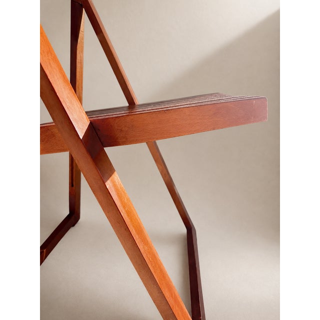 Mid-Century Modern Set of 4 Mid-Century Modern Trieste Walnut-Stained Folding Chairs attributed to Aldo Jacober for Alberto Bazzani, 1960s, Set of 4 For Sale - Image 3 of 9