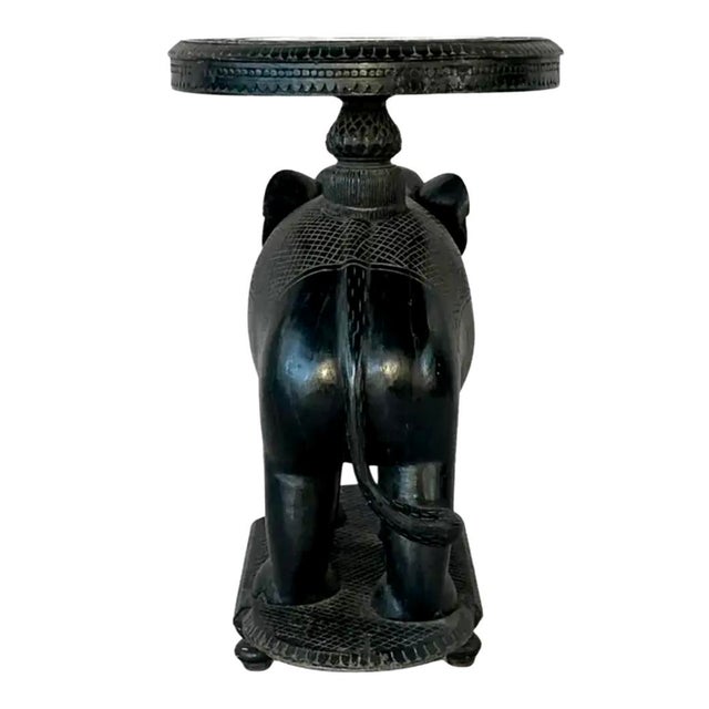 Early 20th Century Anglo-Indian Carved Ebonized Elephant Side Table For Sale - Image 11 of 15