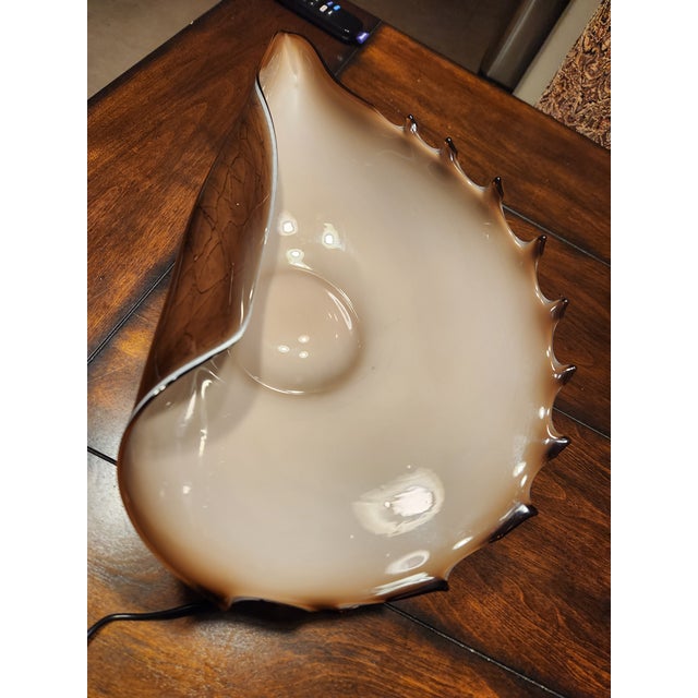 Mid-Century Modern Monumental 17" Murano Glass Conch Shell Centerpiece Bowls - Barbini Style For Sale - Image 3 of 5