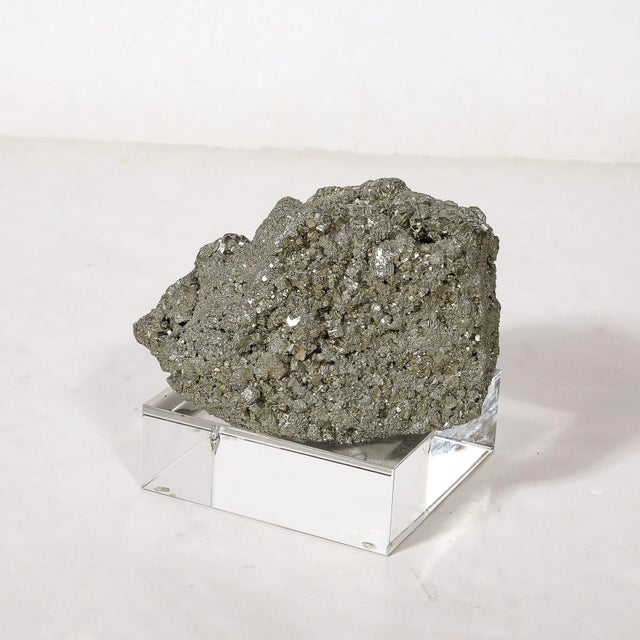 Modernist Pyrite Rock Specimen on Rectilinear Lucite Base For Sale - Image 11 of 12