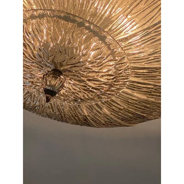Fumè smoked “BRINDLE” Murano Glass Flush Mount. Impressive Flush mount in Murano glass with trasparent modern BRINDLE...