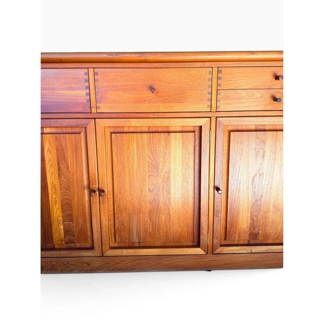 Mid-Century Danish Solid Teak Sideboard Credenza Attributed to Nissen & Gehl For Sale - Image 4 of 17