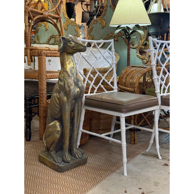 Vintage Cast Resin Greyhound Sculpture Statue With Gilt Finish Mid-20th Century For Sale - Image 12 of 12