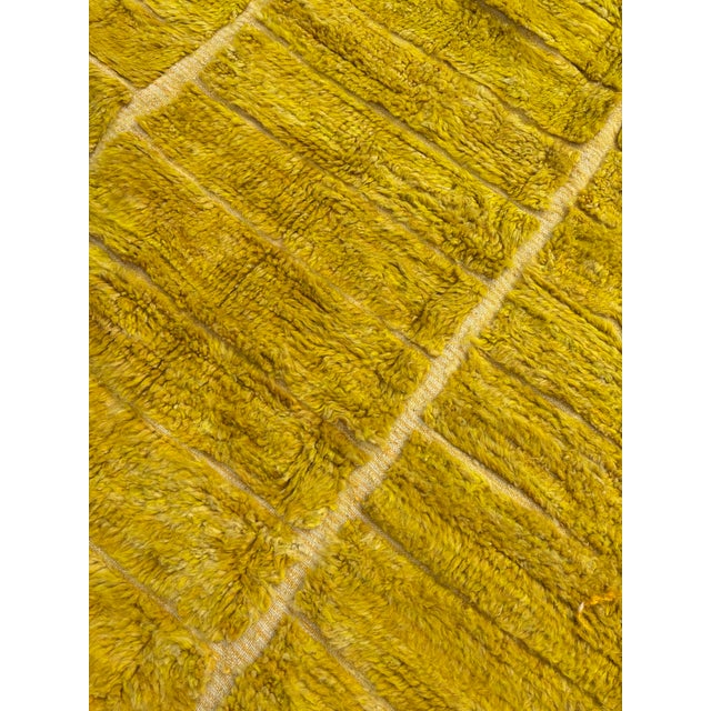 2020s Handwoven Yellow M'rirt Moroccan Rug – Luxury High Pile Wool Carpet 200 X 300 Cm For Sale - Image 5 of 12