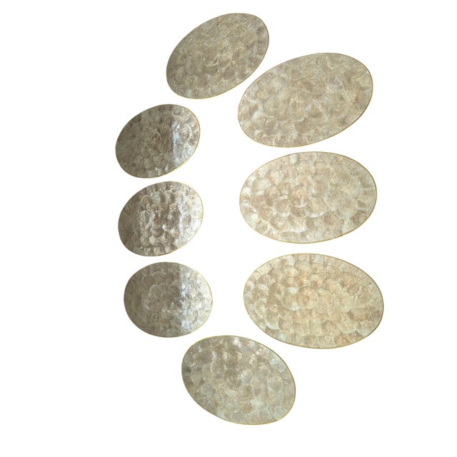 Cream Vintage Hallie St. Mary Capiz Pearl Shell Place Mats- Set of 8 For Sale - Image 8 of 17