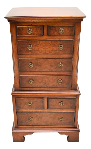 Small Burr Walnut Chest of Drawers, 1950s