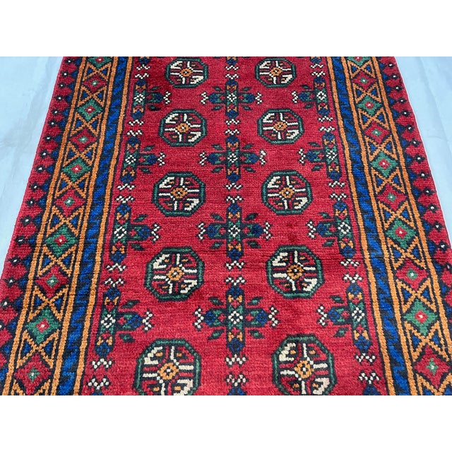 Extra-Long Red Turkmen Mori Gul Wool Runner Rug, 2'7" X 19'3" For Sale - Image 6 of 15