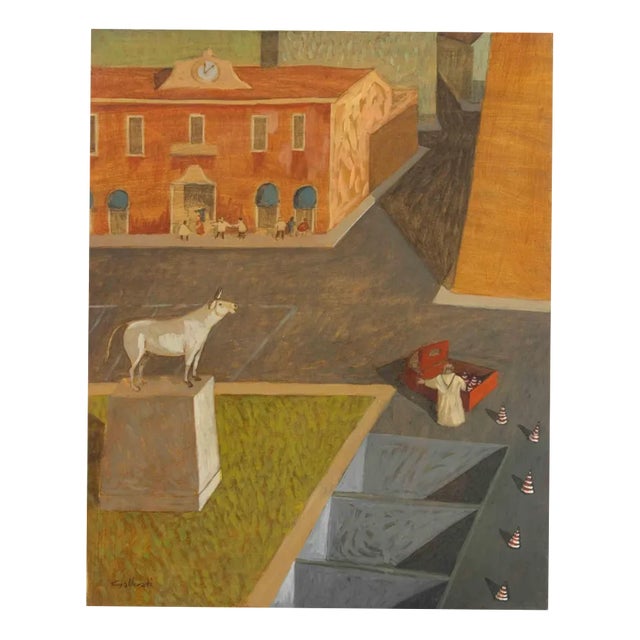 Alberto Gallerati, Far from Danger, Oil on Canvas, 1970s For Sale