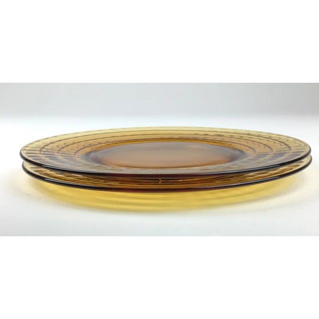 Art Deco 1940s Art Deco Amber Cut Glass Salad or Dessert Plates - a Pair For Sale - Image 3 of 7