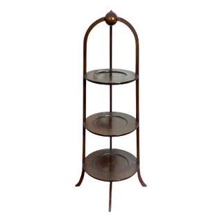 19th Century American Mahogany Three -Tier Side Table Muffin Stand, Makers Label For Sale