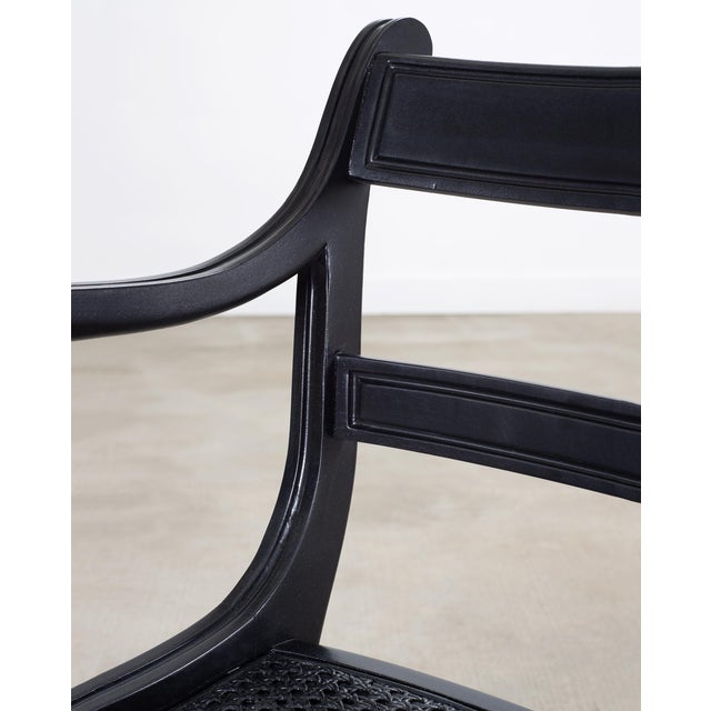 Set of Four Ralph Lauren Style Regency Caned Dining Armchairs For Sale - Image 15 of 18