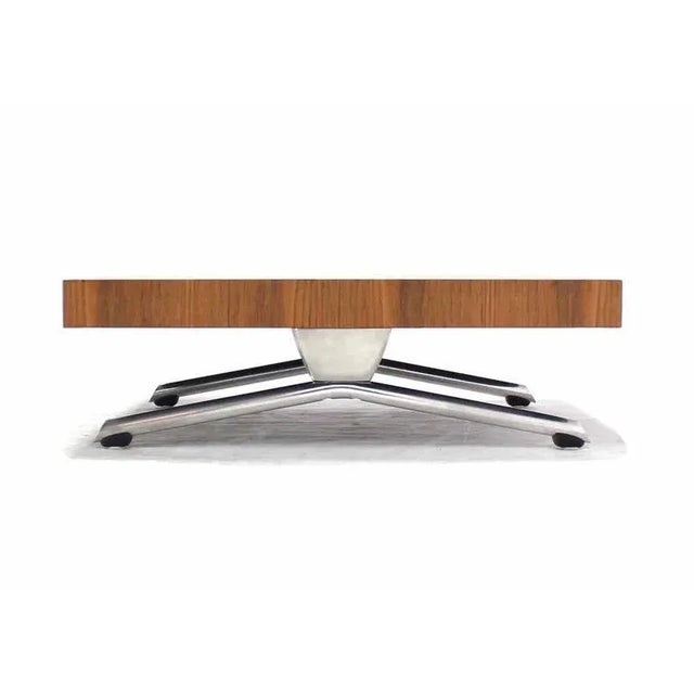 Artifort Modern Large Large Square Walnut Top Chrome Base Coffee Table For Sale - Image 4 of 7