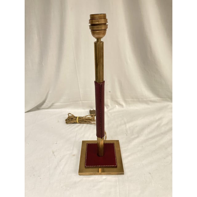 Gold Leather Lamp by Jacques Adnet, 1950s For Sale - Image 8 of 10