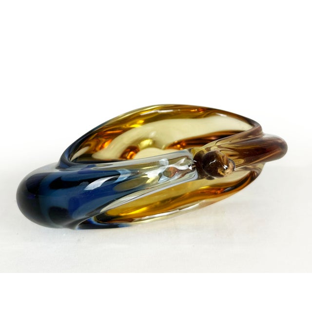 Mid-Century Modern Vintage Czech Art Glass Basket Bowl by Hana Machovska, 1961 For Sale - Image 3 of 15