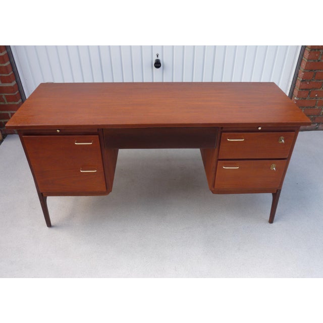 Vintage Brown Desk in Teak, 1950s For Sale - Image 13 of 13