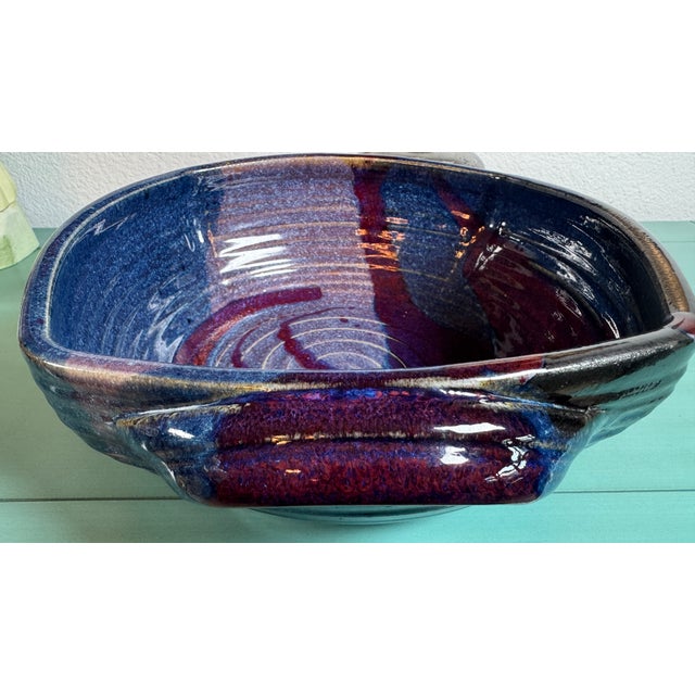 Studio Art ,Vintage Stoneware in Handmade Double Handles Rare Signed Koi For Sale - Image 15 of 18