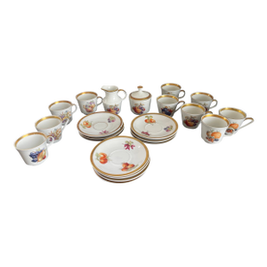 Bavarian Tea Set With Floral and Fruit Motif With Gold Rim - 22pcs