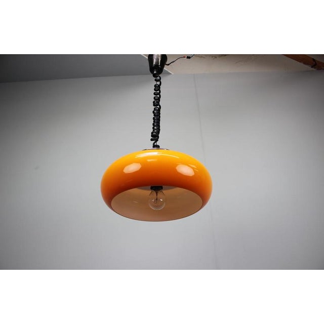Space Age Pendant Lamp in Orange from Guzzini, Italy, 1970s For Sale - Image 3 of 11