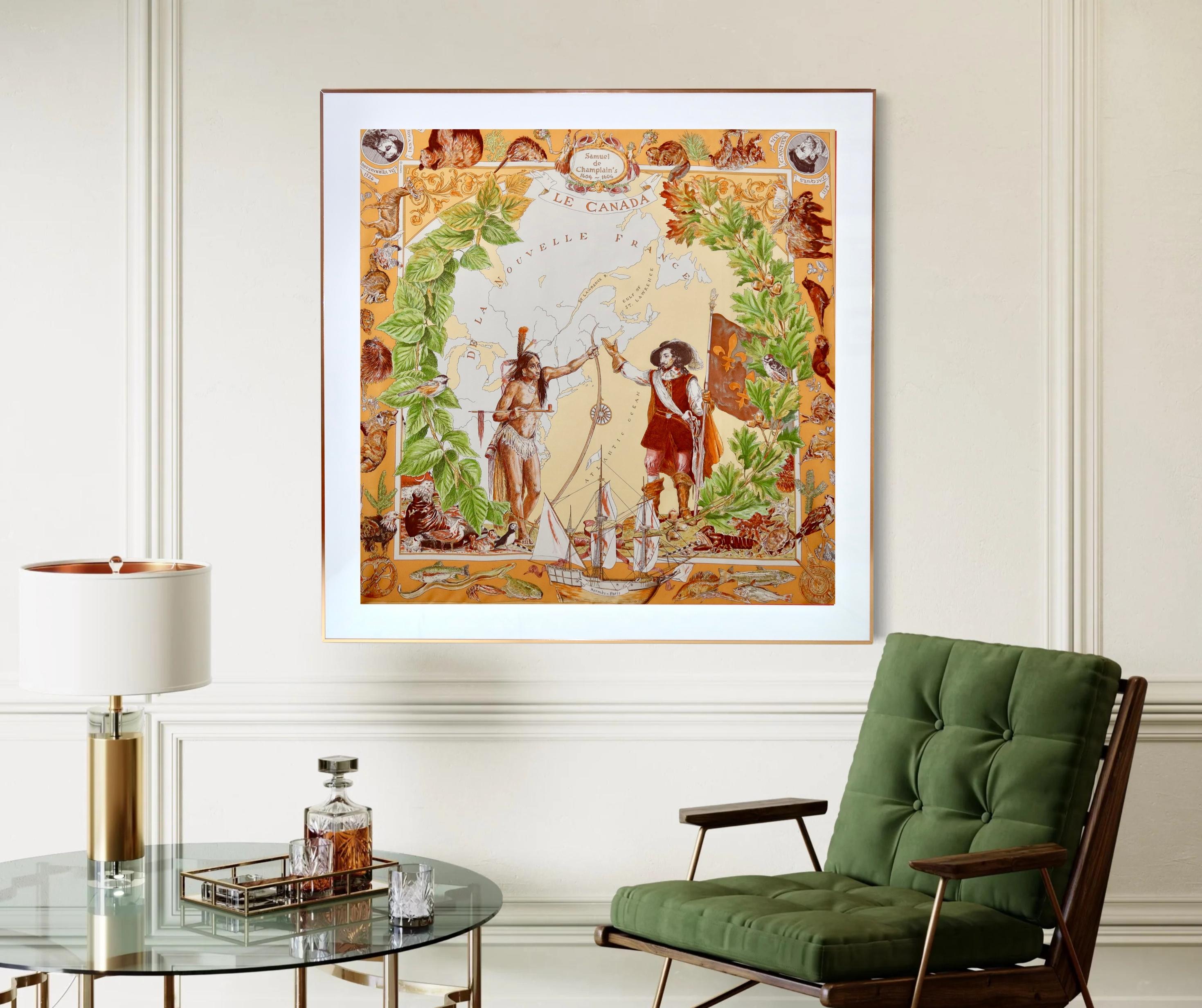 Very Rare Framed Hermès Silk Scarf 