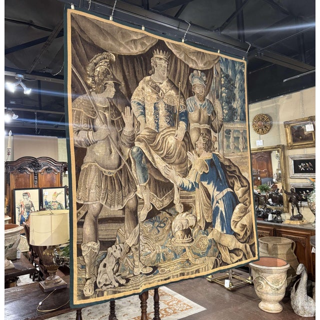 Commanding in scale and rich in narrative detail, this impressive antique tapestry is believed to depict an episode from...