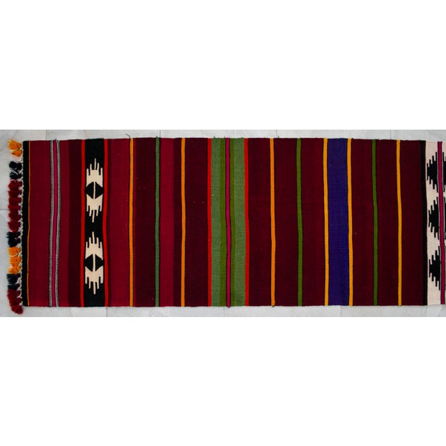 1990s Hand Made Short Narrow Runner Rug Turkish Kilim Hallway Rug - 1′11″ × 9′7″ For Sale - Image 9 of 12