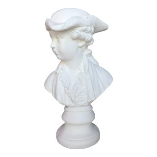 Mid Century Plaster Bust of French Soldier For Sale