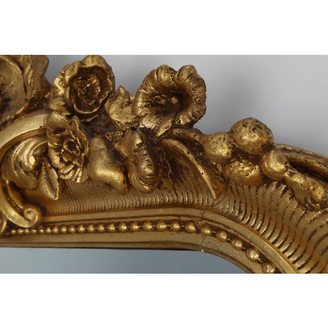 Glass Baroque Mantel Mirror in Carved Wood and Gilded Plaster, France, 1850s For Sale - Image 7 of 12