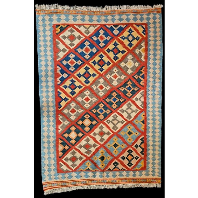 1990s Afghan Handmade Kilim with Polychrome Geometric Pattern, 1990s For Sale - Image 5 of 7