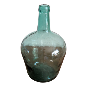 Vintage Mid-Century Handblown Spanish Viresa Carboy Green Glass Demijohn Bottle