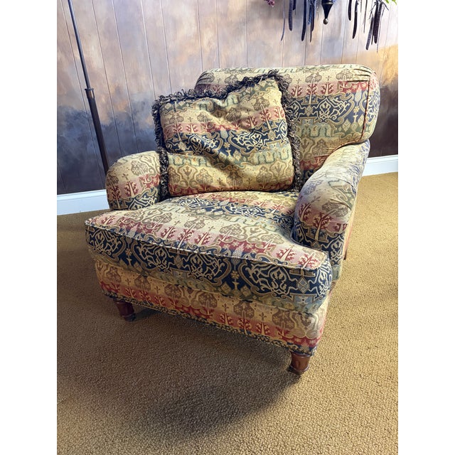 Wood 1990s Pearson Furniture Upholstered Lounge Chair With Ottoman For Sale - Image 7 of 11