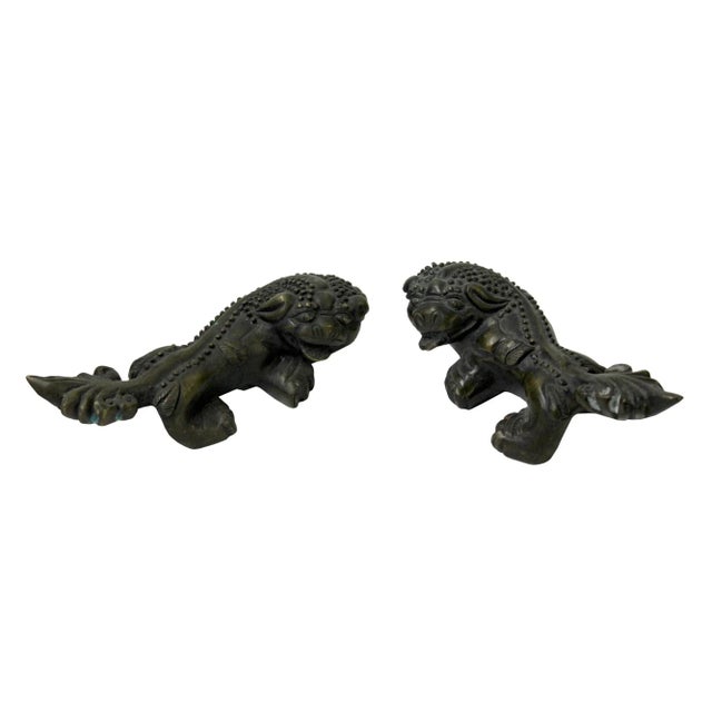 2000 - 2009 Chinese Bronze Brown Metal Fengshui Pixiu Figures - a Pair For Sale - Image 5 of 6
