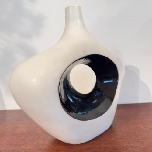 Vintage Italian White and Black Ceramic Vase with Organic Abstract, 1980s For Sale - Image 14 of 18