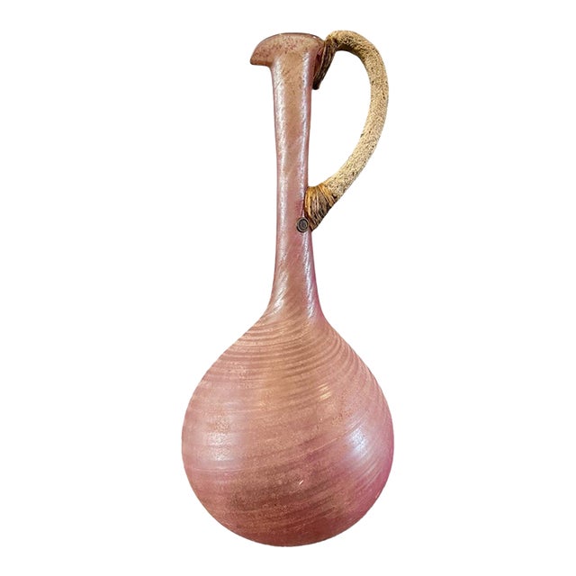 Late 20th Century Large Billy Moon Blown Glass Ewer-Studio Art Glass-Sculptural Vessel-Modern-Pink For Sale