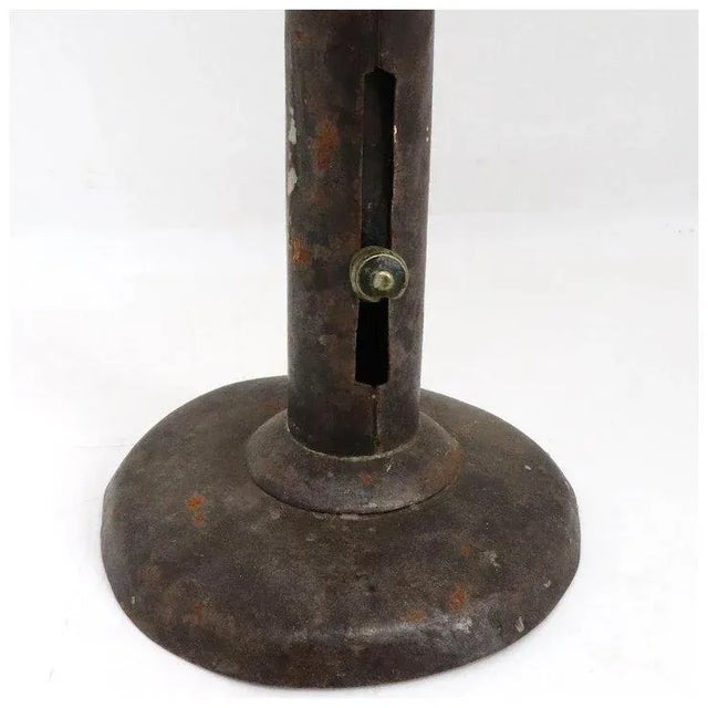 Early 19th Century American Primitive Sheet Iron Hogscraper Push-up Candlestick For Sale - Image 5 of 11
