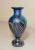 Abstract Vintage Miniature Hand Blown Pulled Feather Blue Iridescent Studio Glass Vase For Sale - Image 3 of 10