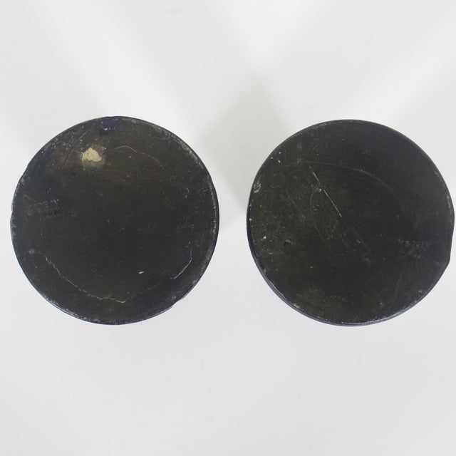 Black 1891-1921 Antique Nippon Tokanabe Pottery Vases or Candleholders, Japan- a Pair For Sale - Image 8 of 11