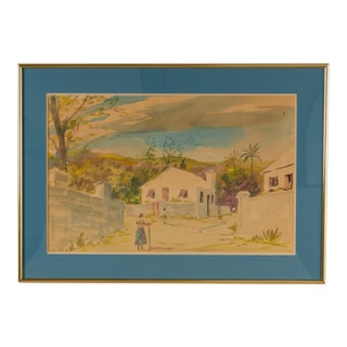 Vintage Watercolor of Bermuda by Alfred Birdsey For Sale