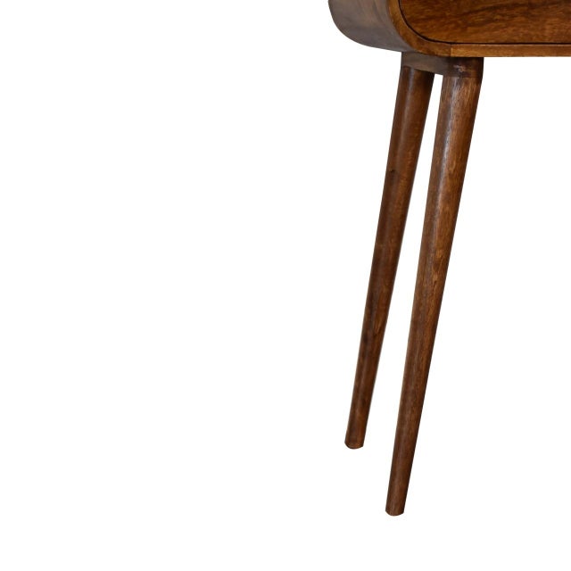 Wood Small Rounded Console Table With Drawers For Sale - Image 7 of 8