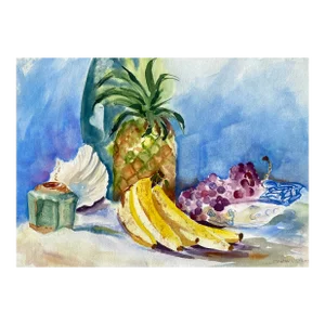 1980s Martha Stiles Flirt Still Life Watercolor