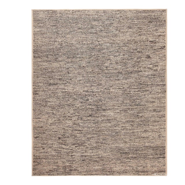 Nazmiyal Collection Textured Beige Modern Moroccan Rug For Sale