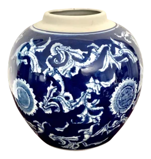 Round Blue and White Glaze Ceramic Vase
