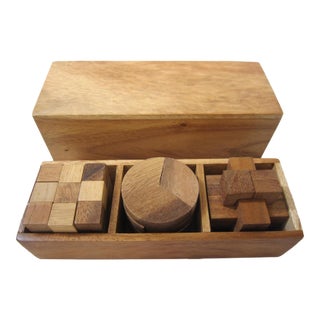 Vintage Artisan Wood Puzzle For Sale