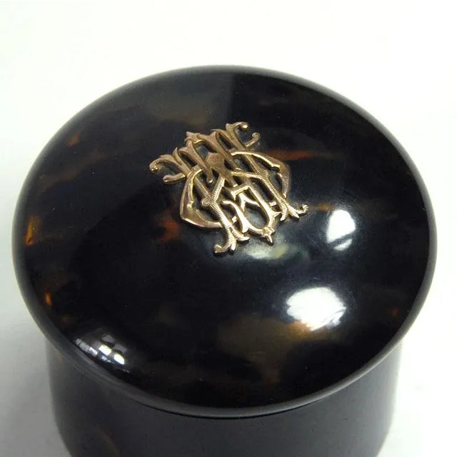 19th Century Edwardian Faux Tortoiseshell Small Container by J.C. Vickery, 1890s, in Very Good conditions. Designed 1890...