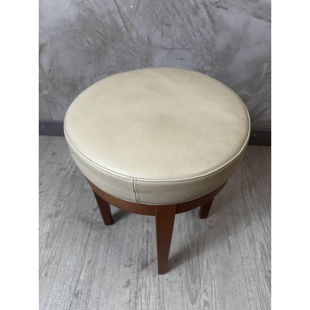 Vintage Workshop Stool in Beech and Leather, 1980s For Sale - Image 3 of 9