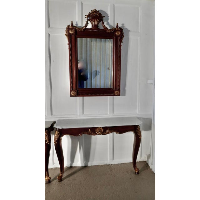 Late 19th Century French Marble Top Console Tables with Mirrors, 1890, Set of 4 For Sale - Image 5 of 16