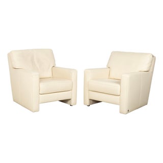 Cream Leather Armchairs from Musterring, Set of 2 For Sale