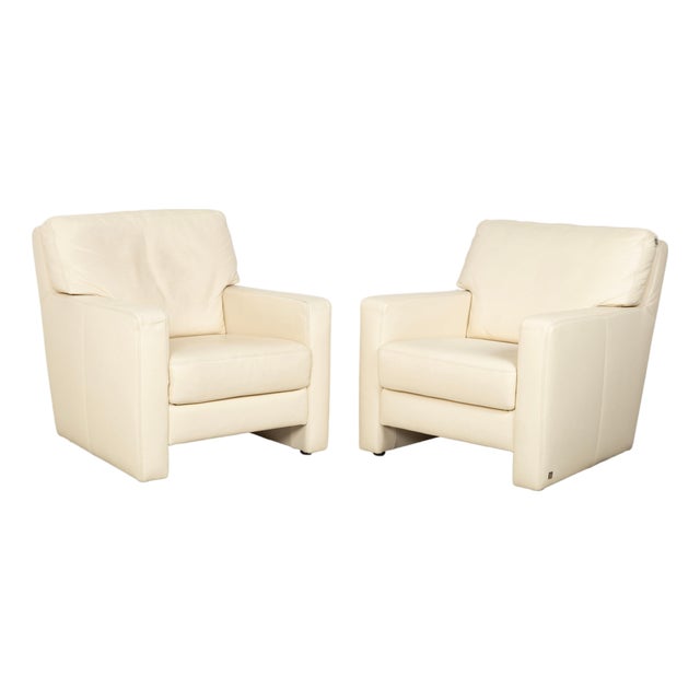 Cream Leather Armchairs from Musterring, Set of 2 For Sale