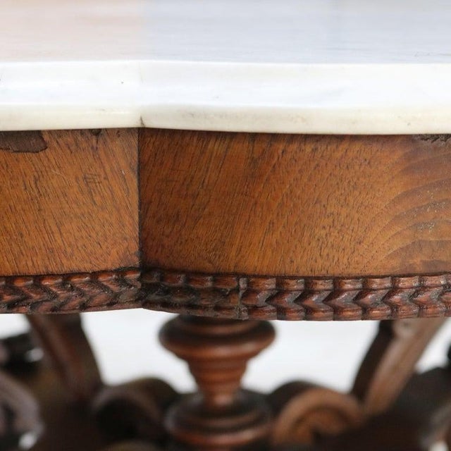 Wood Antique Berkey and Gay School Victorian Carved Mahogany & Rosewood Table C1880 For Sale - Image 7 of 13