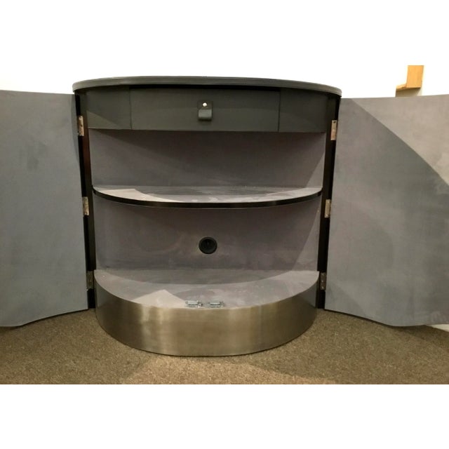 Studio A Home Studio A Home Modern Smokey Black Leather Milan Demi Lune Table For Sale - Image 4 of 8